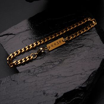 Gold Engravable 5mm Cuban Bracelet Unisex, 3 of 10