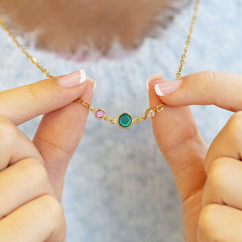 Mother And Two Children Birthstone Link Necklace, 2 of 8