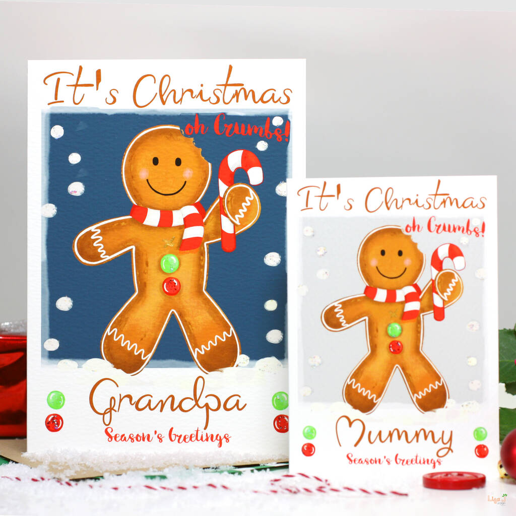 Personalised Gingerbread Man Family Christmas Card, 1 of 8