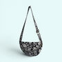Cross Body Sling Bag | Black And White Block Print Floral Cotton, thumbnail 3 of 5