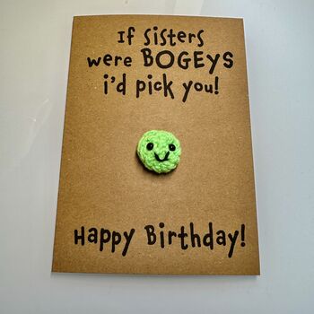 Personalised Funny Bogey Crochet Birthday Card Handmade, 12 of 12