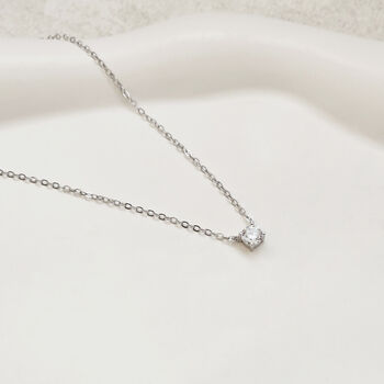 Solitaire Diamond Necklace Silver, 6 of 9