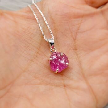 Raw Ruby Pendant Sterling Silver Chain Necklace, 12 of 12