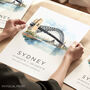 Sydney Australia Travel Landmark Poster With Map Coordinates, thumbnail 1 of 7