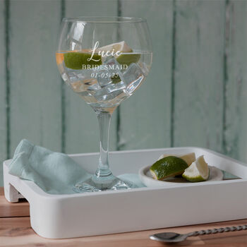 Personalised Engraved Wedding Gin Glass For Bride And Groom, 6 of 7