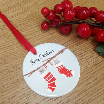 Personalised Stocking Mice Christmas Tree Decoration, 6 of 9