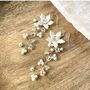 Floral Crystal And Pearl Earrings, thumbnail 2 of 10