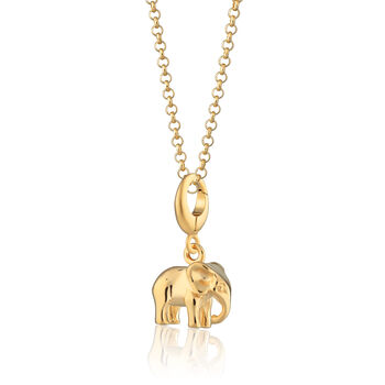 Sterling Silver Elephant Charm Necklace, Sterling Silver Or Gold Plated, 4 of 10