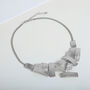 Silver Colour Layered Rectangle Statement Necklace, thumbnail 3 of 5