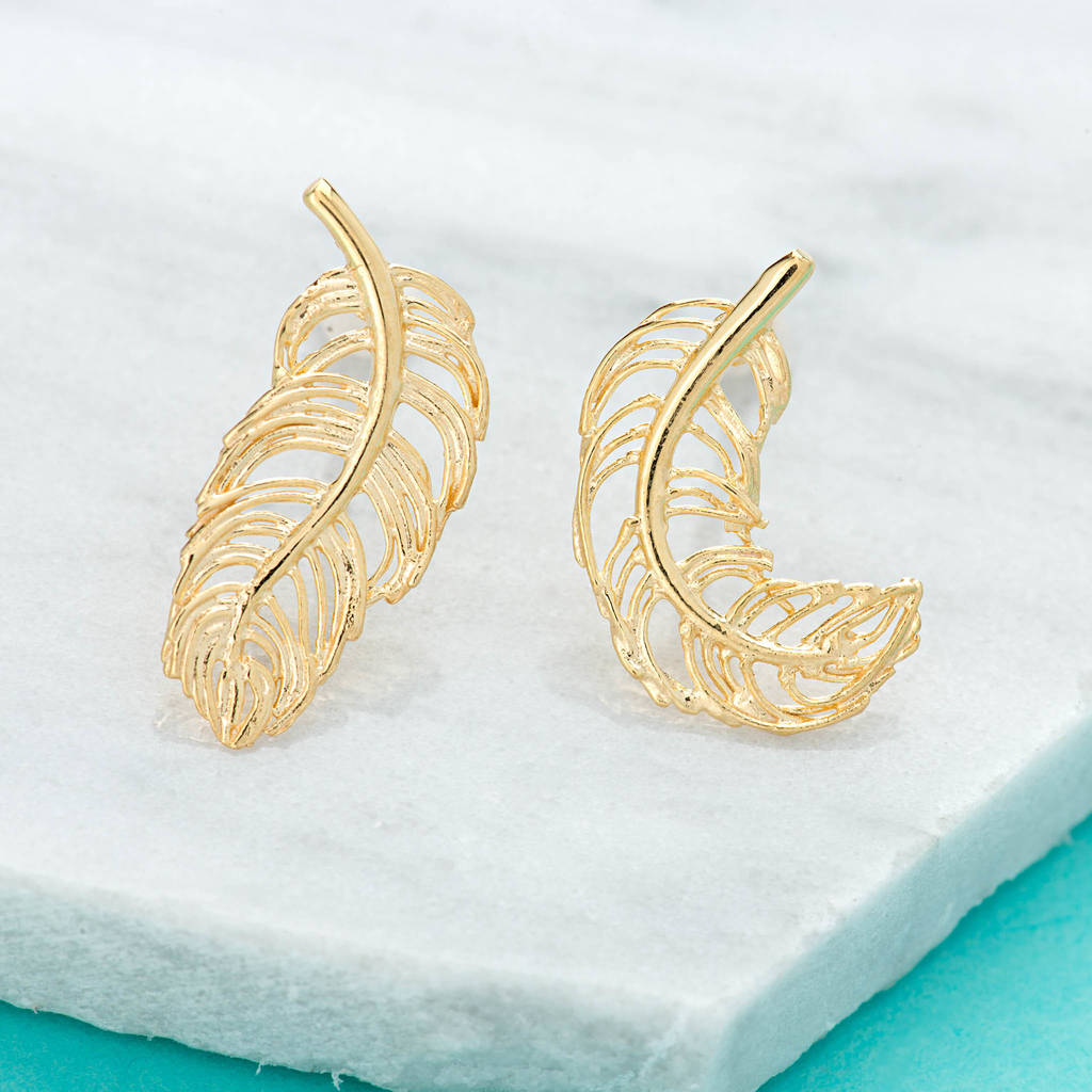 Mismatched Feather Stud Earrings By Lily Charmed | notonthehighstreet.com