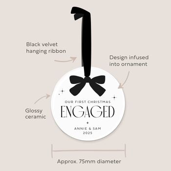 First Christmas Engaged Personalised Christmas Bauble, 4 of 10