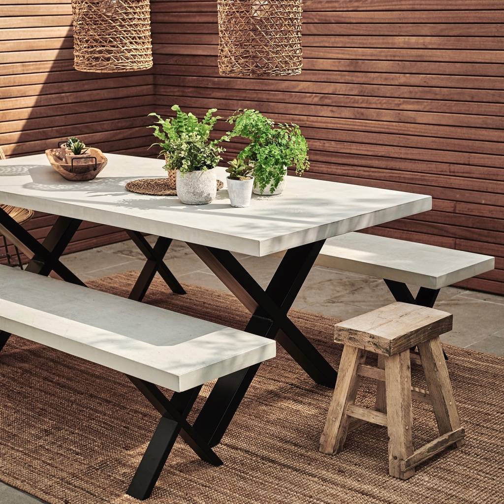 Concrete Outdoor/Indoor Dining Table With X Frame By Rust Collections
