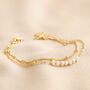 Freshwater Seed Pearl Double Chain Bracelet In Gold, thumbnail 1 of 3