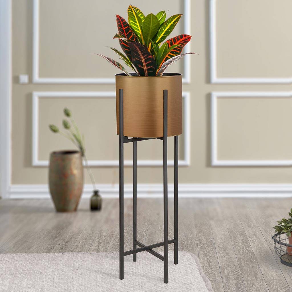 Large Antique Brass Planter On Stand By Dibor | notonthehighstreet.com