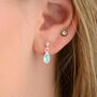 Sterling Silver Teardrop Birthstone Dangle Stud Earrings, thumbnail 1 of 6