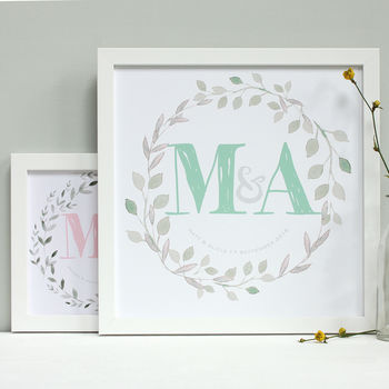Personalised Wedding Overlapping Monogram Framed Print, 7 of 7