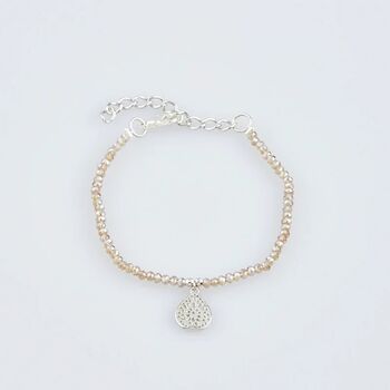 Silver Plated Champagne Bead Filigree Teardrop Bracelet, 2 of 9