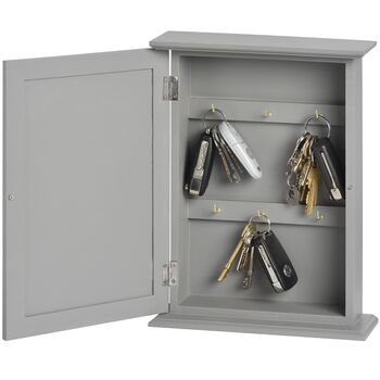 Grey Wooden Key Box Cabinet Wall Mounted Freestanding, 5 of 11