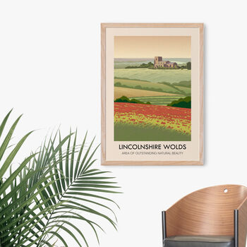 Lincolnshire Wolds Aonb Travel Poster Art Print, 4 of 8