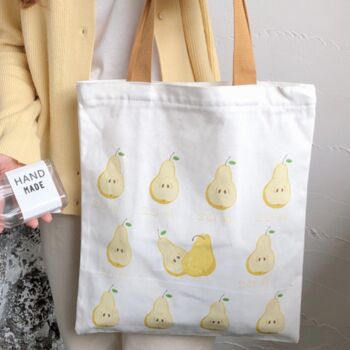 Peach Fruit Picnic Canvas Tote Bag, 3 of 6