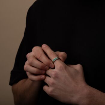 Malachite Stone Silver Signet Ring, 6 of 11
