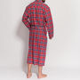 Men's Soft Red Tartan Two Fold Flannel Robe, thumbnail 3 of 4