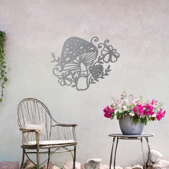 Mushroom And Floral Metal Wall Art For Outdoor Decor Gift, 7 of 10