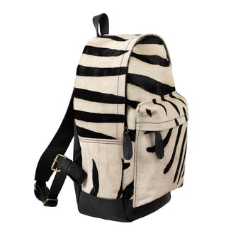 Classic Leather Backpack In Zebra Print Pony Hair, 3 of 9