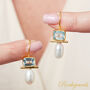 Blue Topaz And White Pearl Statement Gold And Silver Drop Earrings, thumbnail 5 of 9