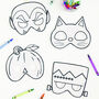 Set Of Six Halloween Colour In Paper Masks, thumbnail 1 of 2