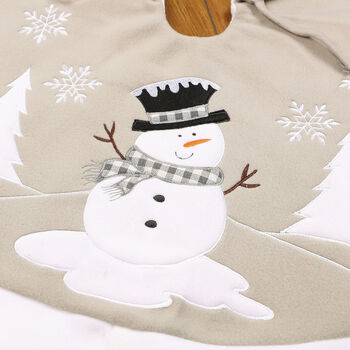 White Christmas Snowman Fabric Tree Skirt, 4 of 9