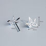 Sterling Silver Origami Crane Stud Earrings, thumbnail 4 of 6