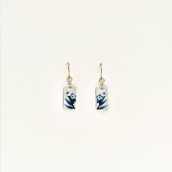 Delicate Blue Floral Handmade Clay Dangle Earrings, 6 of 6