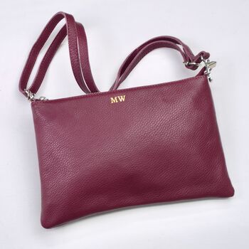 Personalised Monogram Large Leather Clutch Or Crossbody Bag, 2 of 9