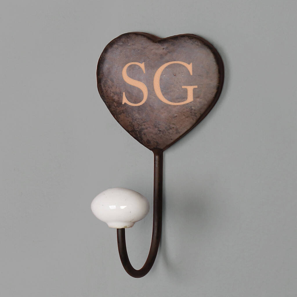 Set Of Three Monogram Iron Heart Wall Hooks By Dibor