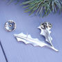 Silver Holly Brooch Brushed Finish, thumbnail 4 of 8