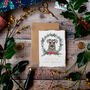 Schnauzer Christmas Wreath Handmade Paper Card, thumbnail 1 of 2