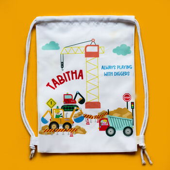 Children's Personalised Construction Themed Nursery Bag, 2 of 4