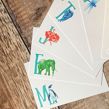 Set Of 10 Animal And Letter Notecards: Personalised, 10 of 12