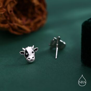 Dairy Cow Stud Earrings In Sterling Silver, 3 of 11