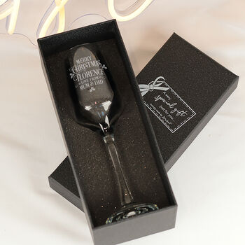 Merry Christmas Champagne Flute With Chocolate And Decoration Gift Set, 2 of 8