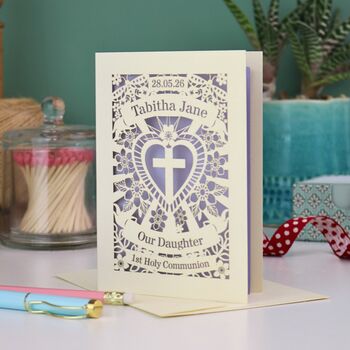 Personalised Papercut First Holy Communion Card My/Our Daughter, 4 of 5