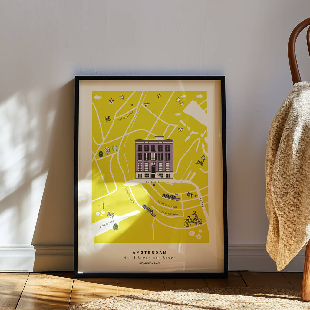 Personalised Favourite Place Building With Map Poster, 1 of 2