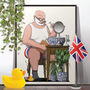 Winston Churchill Shaving, Funny Bathroom Art, thumbnail 1 of 7