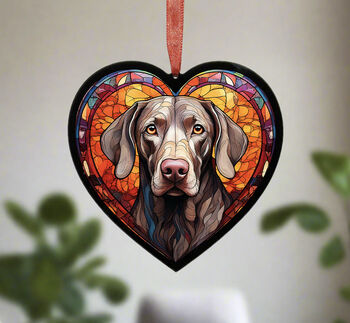 Weimaraner Stained Glass Effect Heart Suncatcher, 2 of 5