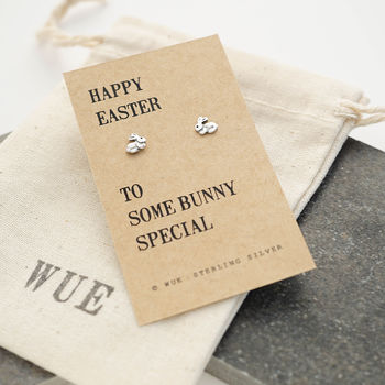 Silver Bunny Earrings. Happy Easter Gift, 2 of 4