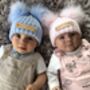 Girls Double Pom Pom Knitted Baby Hat, thumbnail 7 of 10