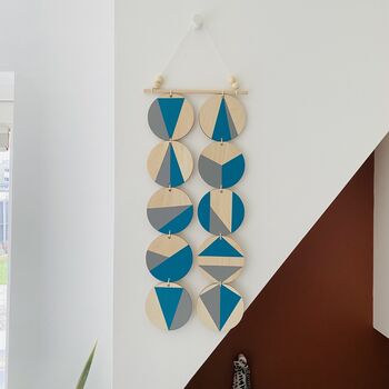 Teal And Grey Plywood Geometric Modern Wall Hanging Art, 3 of 8