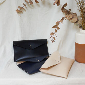 Handmade Leather Envelope Clutch Bag, 4 of 11