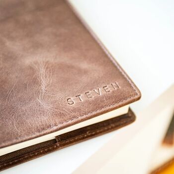Vintage Leather Personalisable Lined Notebook Journal Diary Perfect Father's Day Gift, Great Gift For Dad Or Grandad, 11 of 12